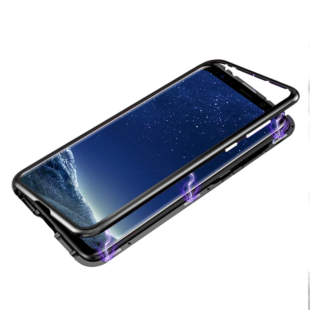 2019 New Magnetic Adsorption Metal Case For Samsung Galaxy S9 S8 Plus S7Edge Tempered Glass Back Magnet Cover Note 8 9 Cases |