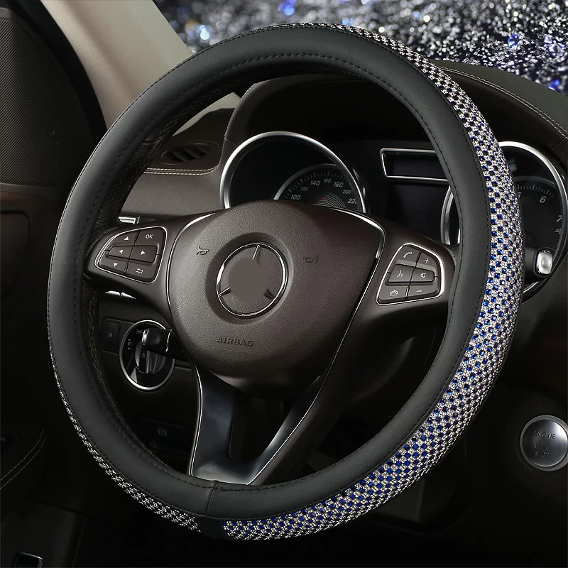 Новые роскошные хрустальные Чехлы рулевого колеса автомобиля для женщин девушек кожаные Стразы покрытые рулевым колесом аксессуары для интерьера