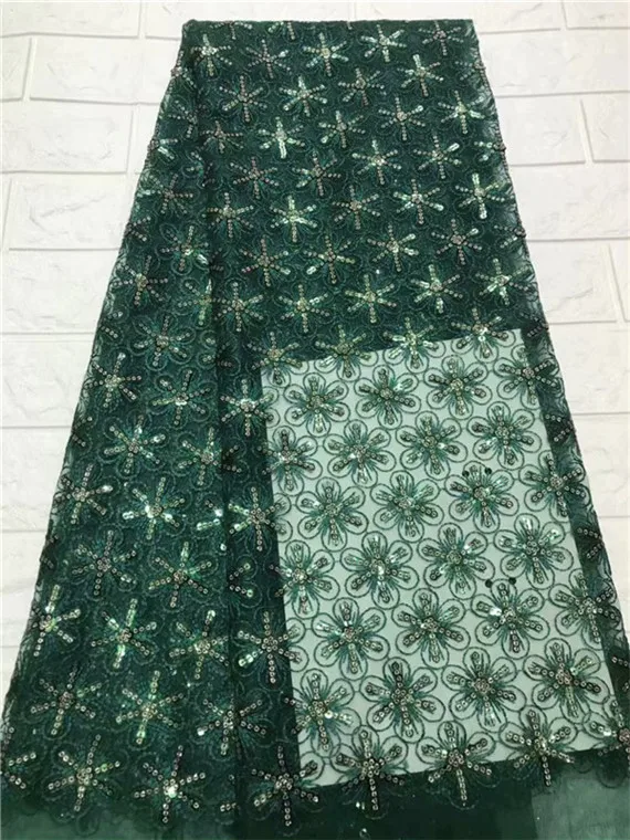 2019 high quality French Nigerian sequins net lace African tulle mesh sequence fabric for party dress 5yards/lot wine green | Дом и сад
