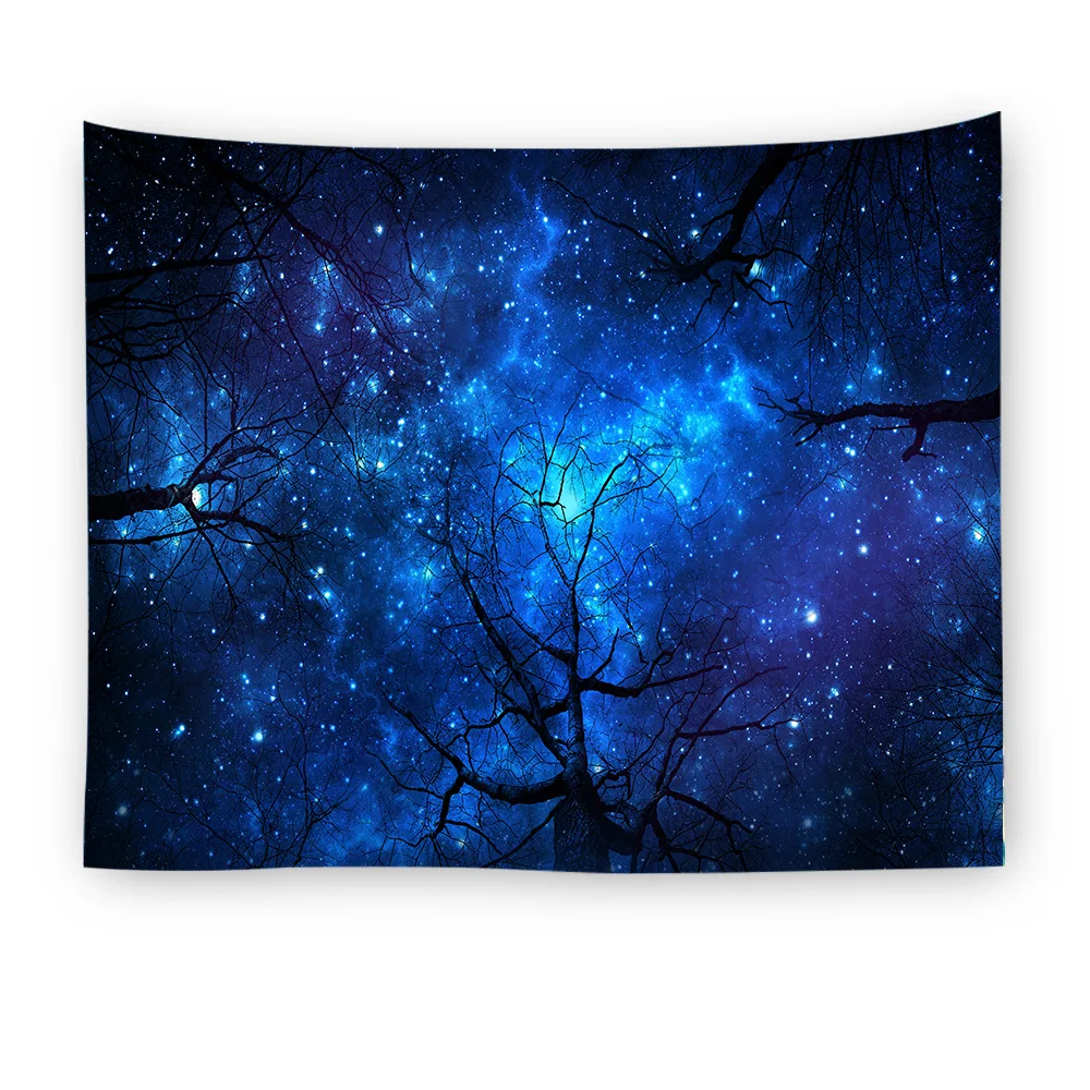 Forest Starry Sky Hanging Wall Tapestry Polyester Fresh Bedspread Outdoor Floor Cover Tablecloth Tree Star Bath Towel TAP235