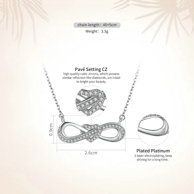 Подвеска бесконечность из серебра 925 пробы с сердечком|fashion jewelry|jewelry fashionfashion necklace