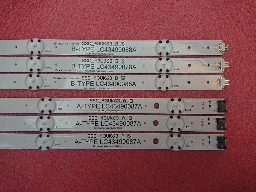 Новинка 10 шт./набор = 30 шт. 7 светодиодный 830 мм подсветка полосы для LG 43UJ651V 43UJ701V