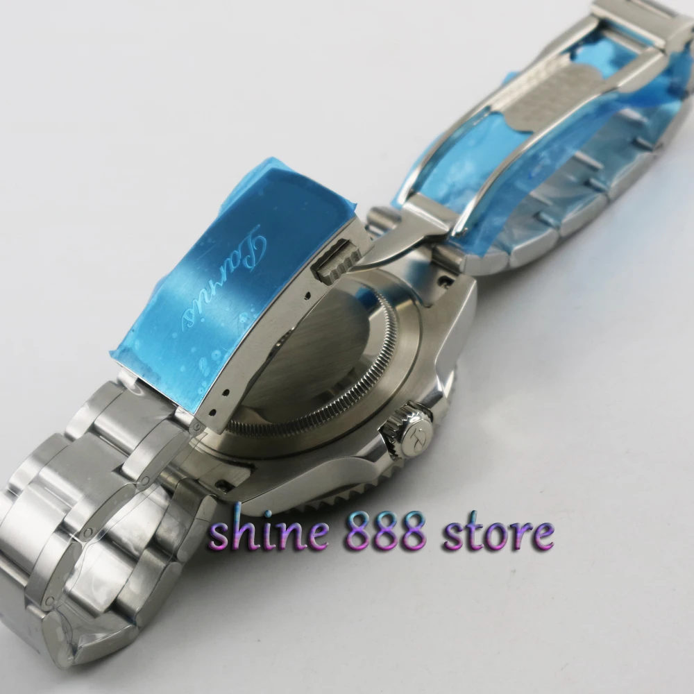 Parnis 40 мм черный циферблат красный GMT руки стиль керамический ободок сапфировое