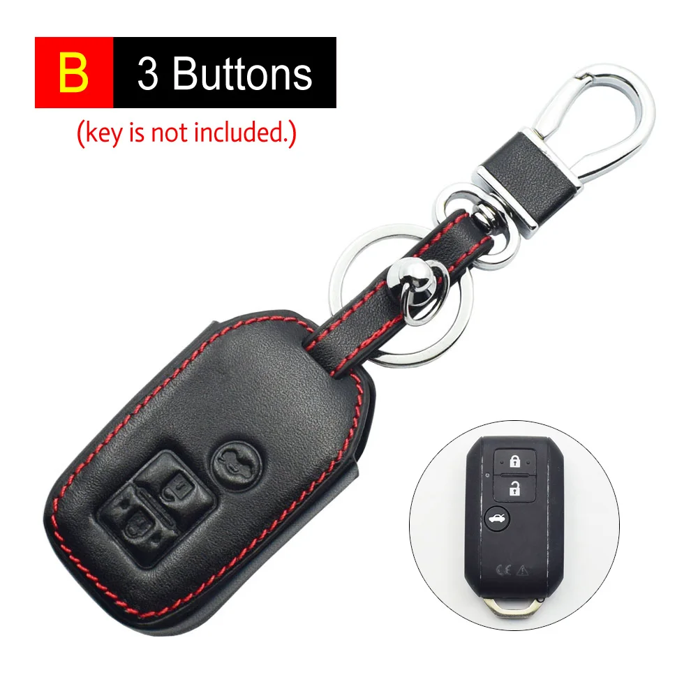 B - 3 Buttons Кожаный чехол для ключей от автомобиля для maruti suzuki New Swift Dzire Baleno Ertiga Wagon R SX4 ALTO Vitara Авто пульт дистанционного Fob Обложка защитная сумка - Название цвета: B - 3 Buttons