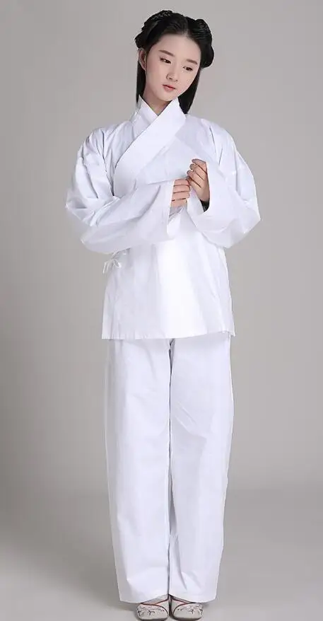 Белый Пижамы унисекс Hanfu хлопок одежда для сна дома трико китайские древние белые пижамы свитер для практики в храмах - Цвет: Белый