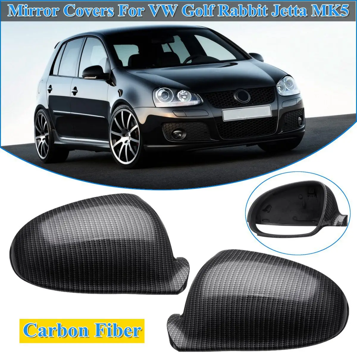 Для игры в гольф, MK5 Rabbit GTI R32 Стандартный для VW Jetta 2006 2007 2008 2009 1K0857537 1 пара углеродного волокна сторона боковое зеркало Чехлы Кепки