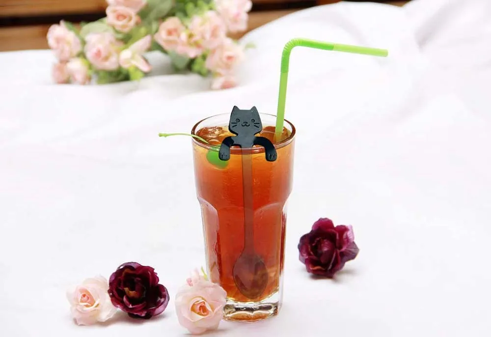 4 шт. мини-ложки из нержавеющей стали для кошки, котенка, кофе, чая, десерта, напитков, смешивания, ложка для молочного коктейля, набор посуды, кухонные принадлежности