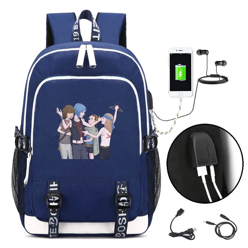 PS Game Life Is Strange USB рюкзак школьный рюкзак косплей мультфильм черный ноутбук дорожные сумки на плечо - Цвет: 01