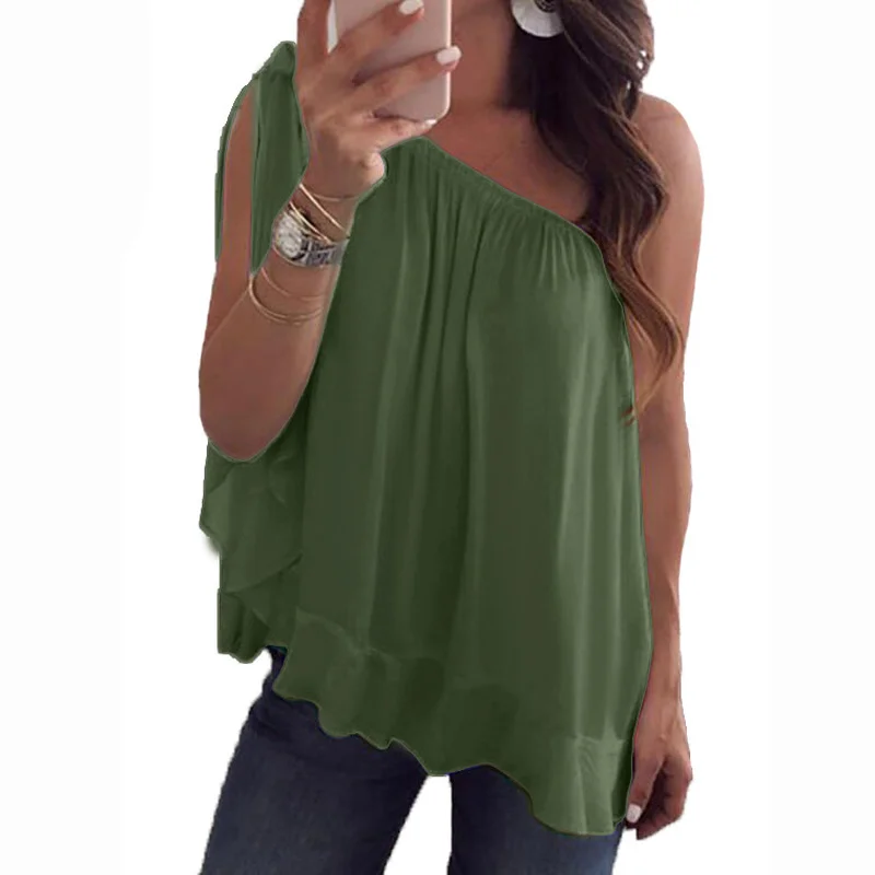 S 5XL сексуальные шифоновые блузки с открытыми плечами женские летние