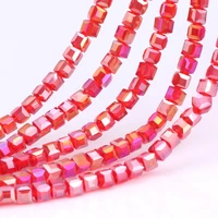 olingart square 3468mm austria crystal glass beads charm red ab color loose spacer bead for diy jewelry making