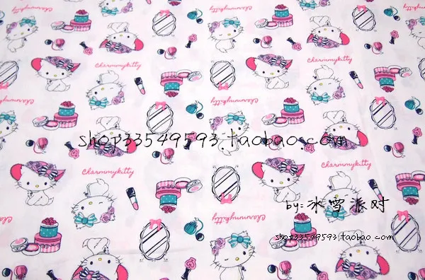 140x50cm1pc hello kitty ткань хлопок белая тонкая Красивая hello kitty кошка печатная ткань для DIY шитья одежда для малышей