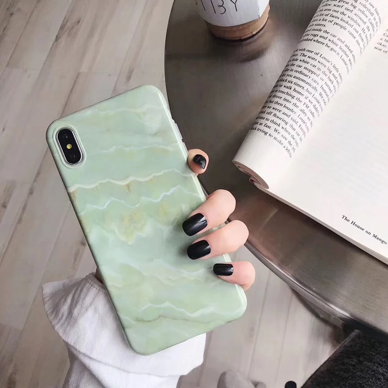 НОВЫЙ изумрудно-зеленый мраморный силиконовый чехол для телефона iPhone X XR XS MAX