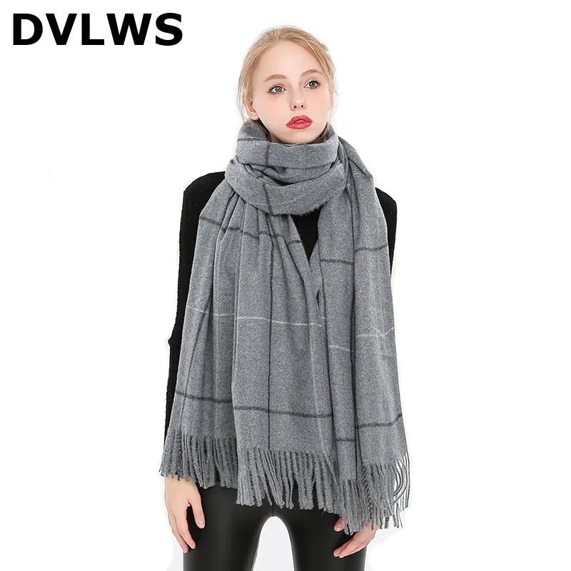 Новинка 2019 стильный большой клетчатый кашемировый шарф теплый толстый женский