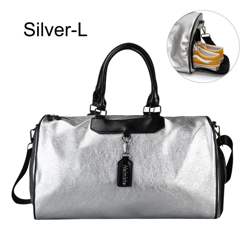 Shoes styleSilver L Женская серебряная спортивная сумка для фитнеса, сумки для путешествий, блестящая спортивная сумка для мужчин, тренировочная сумка для путешествий, Спортивная уличная спортивная сумка xa32 - Цвет: Shoes styleSilver L