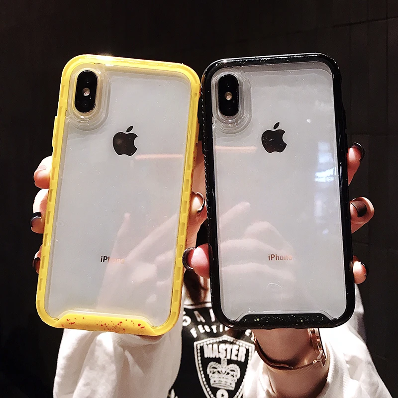 Карамельный цвет, волнистая оправа, противоударный чехол для iphone 11 XS Max XR 6 6s 7 8 Plus, прозрачный TPU+ PC, жесткий защитный чехол для телефона