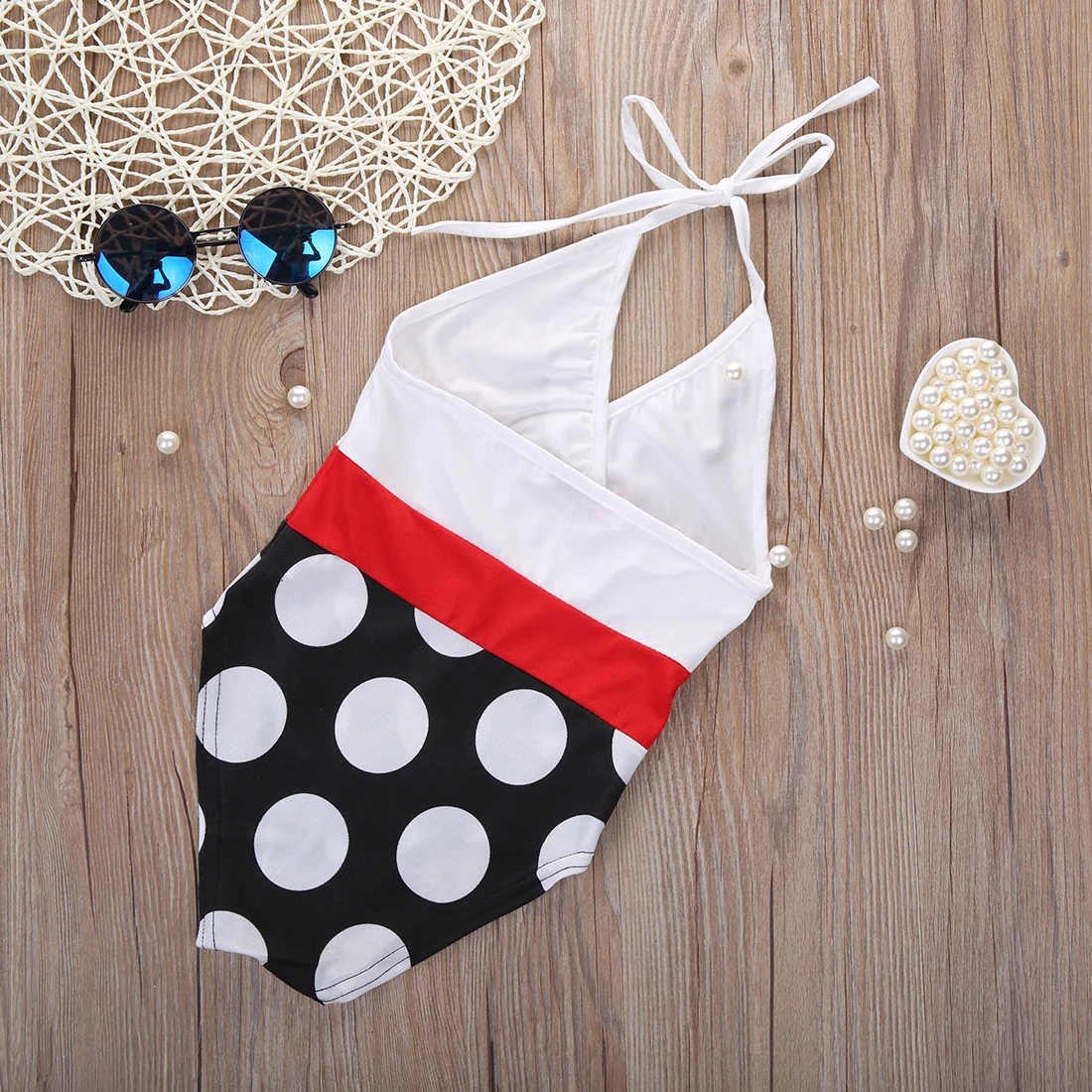 Цельный купальник в крупный горошек для девочек купальный костюм бикини пляжа От