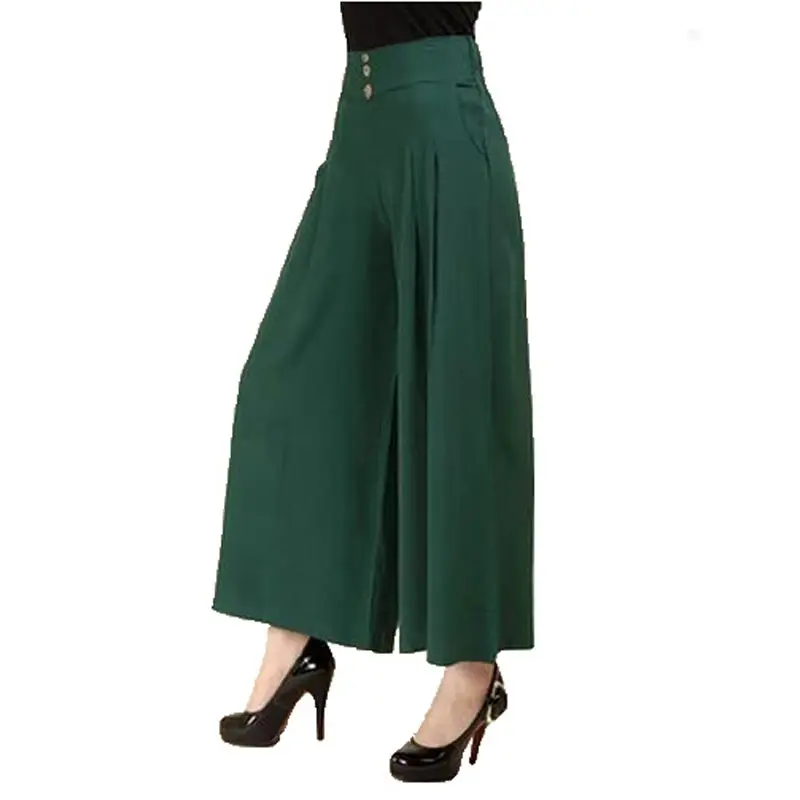 Брюки женские льняные до щиколотки повседневные Широкие штаны с завышенной