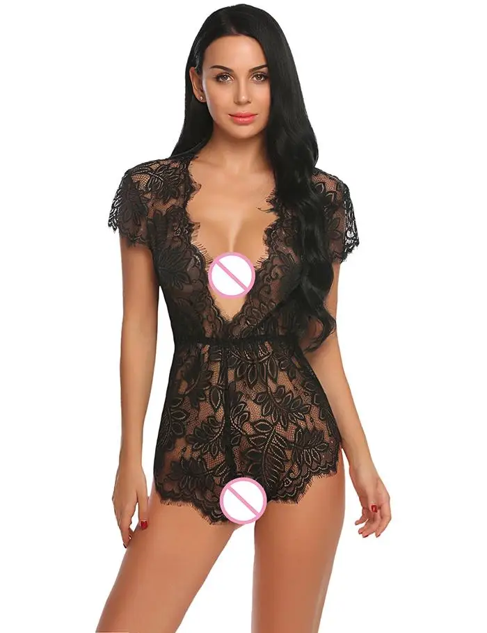 Avidlove, сексуальное нижнее белье, Babydoll, сексуальное, эротическое, боди, женское, кружевное, ночное белье, ночная рубашка, Порно одежда - Цвет: Black