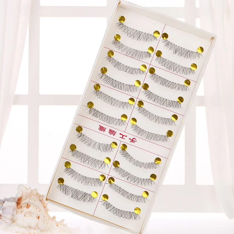 10 пар/компл. Красота натуральные ресницы черные накладные Hand Made Поддельные