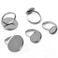 10pcs 8101214161820mm stainless steel ring settings blank tray cabochon base settings cameo base for diy jewelry making