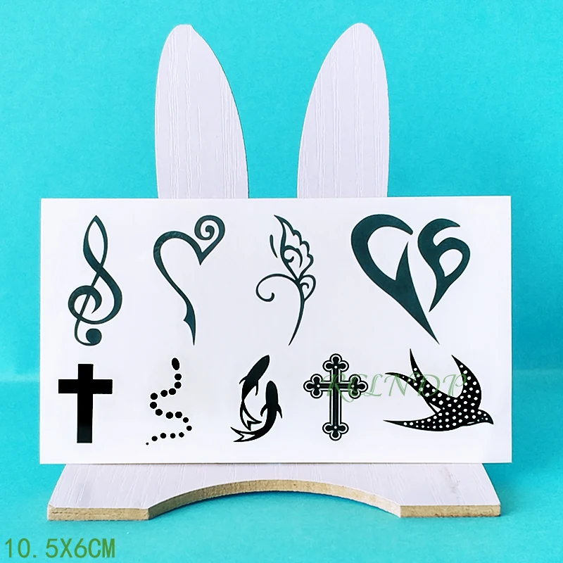 Водонепроницаемая Временная тату наклейка с поперечным Тотем рыбы музыкальная