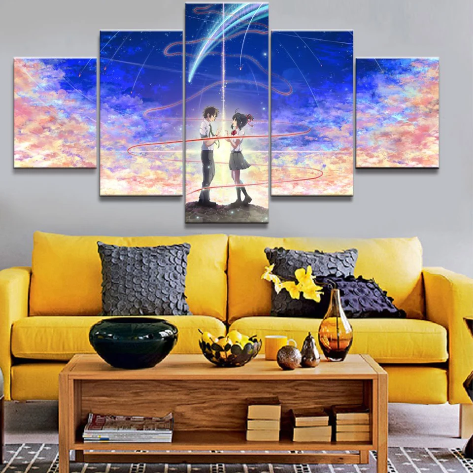 Модульный холст HD печать плакат настенное искусство для гостиной 5 панелей аниме