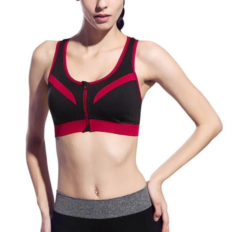 50Pcs/Lot Women Zipper Sports Bras Push Up Shockproof Underwear Crop Tops Running Gym Fitness Jogging Yoga Padded Shirt | Спорт и
