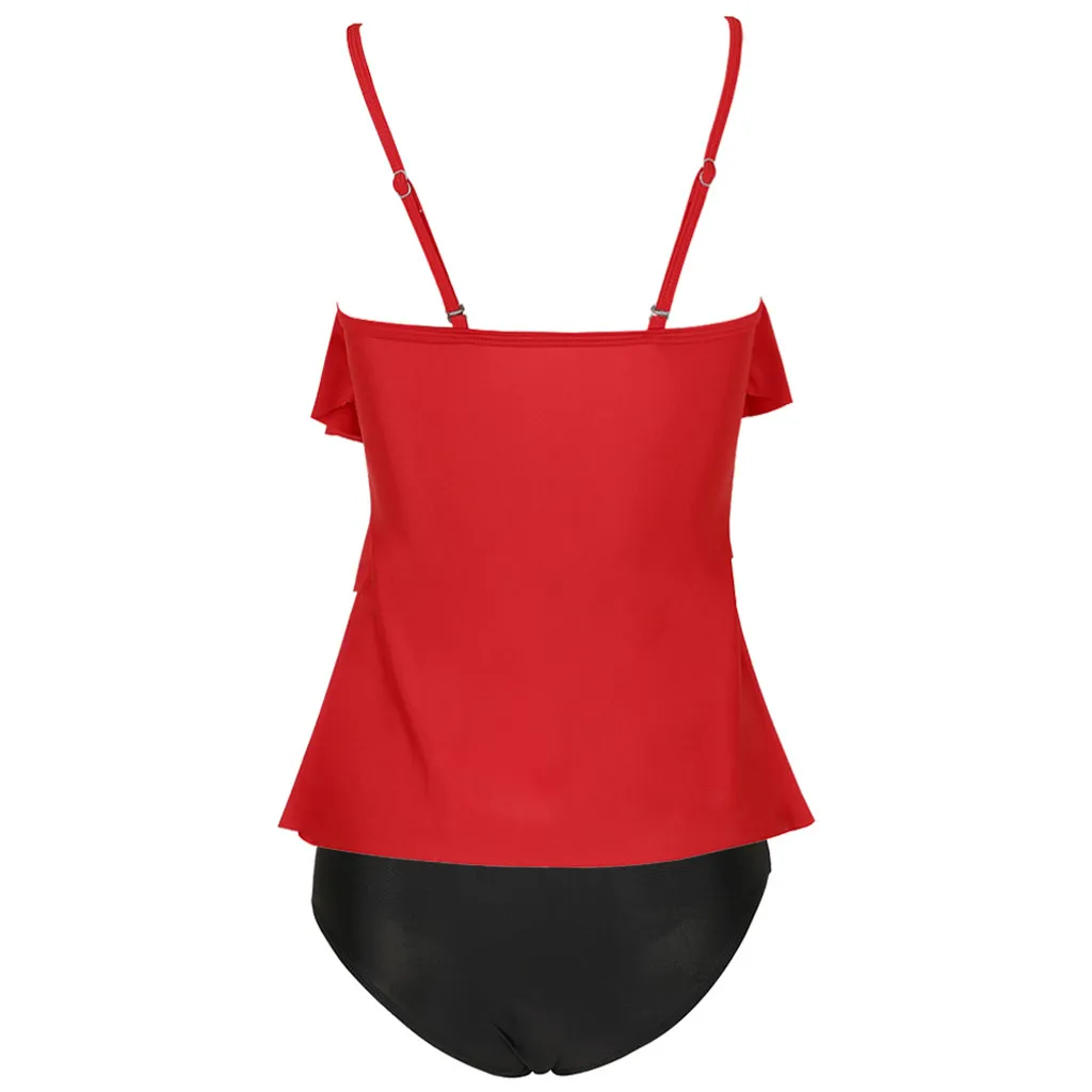 tankini swimsuits women beach brazilian bikini Pleated Three-Layer Ruffle Bikini Triangular Split Swimsuit sport swimwear badpak