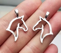20pcslot 31x20mm antique silver plated horse head charms hollow pendants diy supplies jewelry making finding accessories