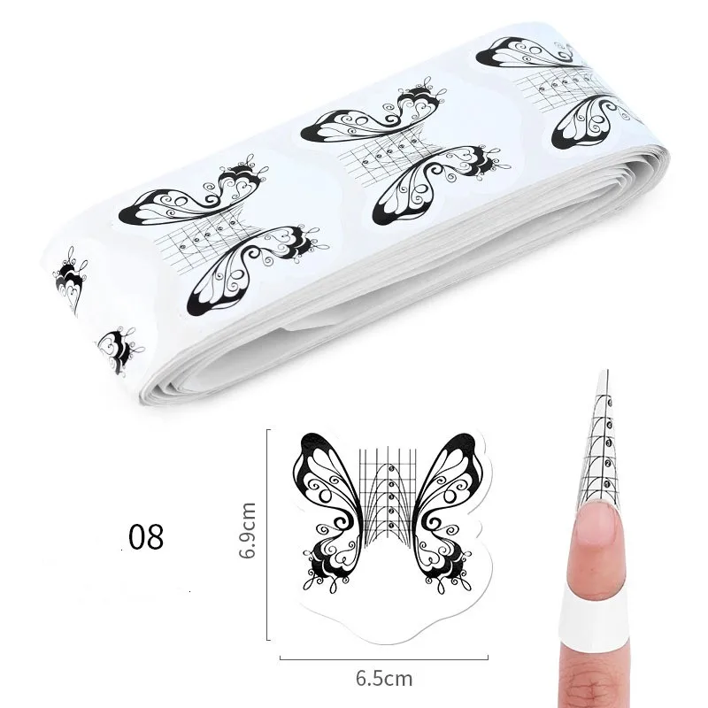 100 шт Профессиональный Форма для ногтей Советы Nail Art формы акриловая типса ногти Стикеры формы расширения для Гель-лак для ногтей руководство 10 видов стилей