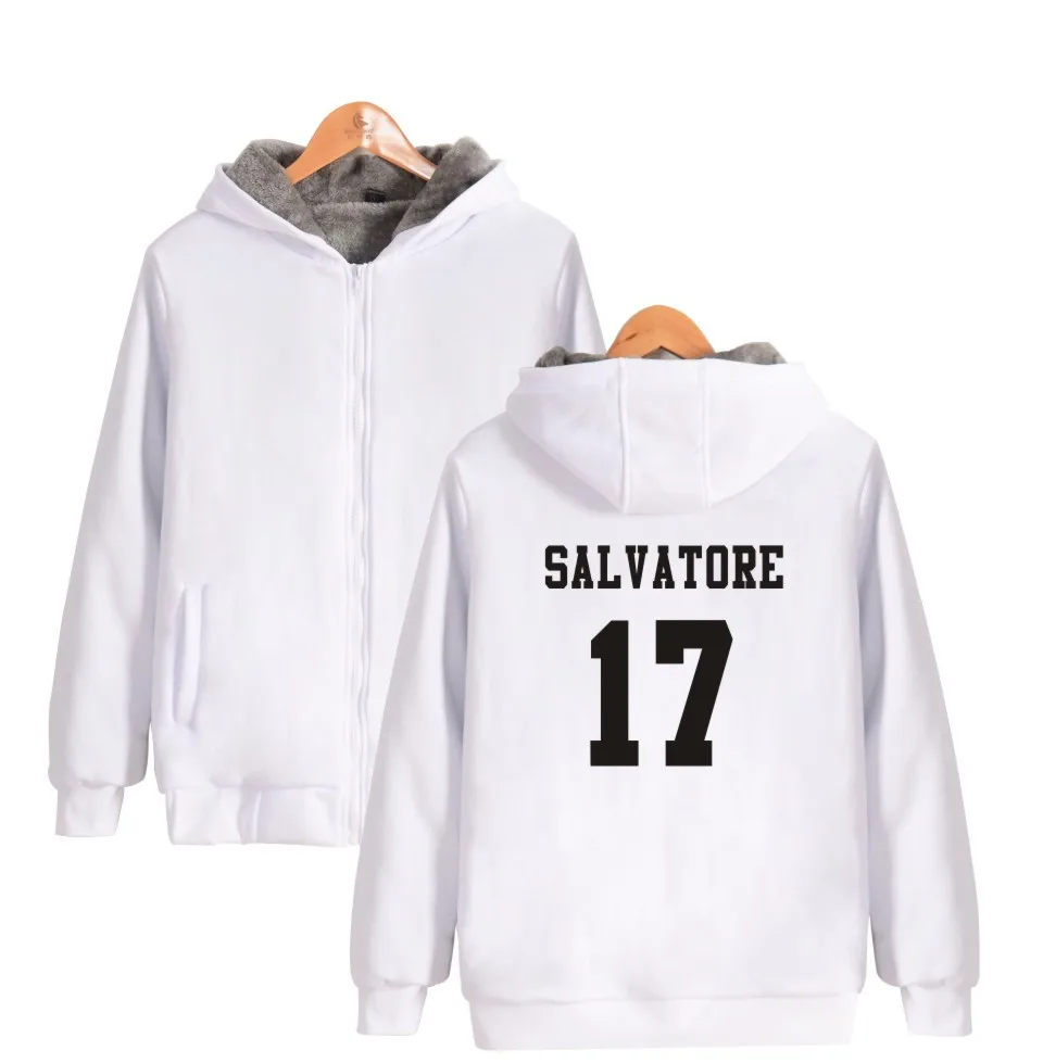 Salvatore 17 Vampire Diaries Mystic Falls Timberwolves hoodie thicken NEW ARRIVAL Winter Warn Hoodie Print | Мужская одежда