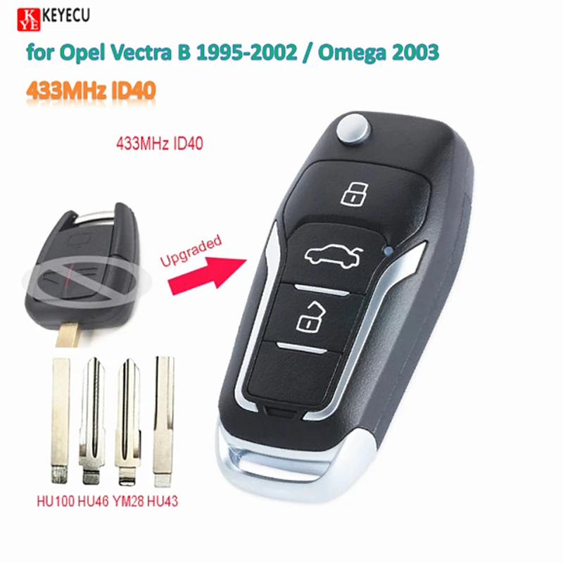 Keyecu Smart DIY обновленный дистанционный ключ брелок от машины 3 кнопки 433 МГц ID40 для Opel