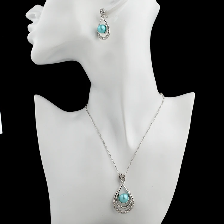 Женский Свадебный комплект из колье и серёг с искусственным жемчугом кристаллом