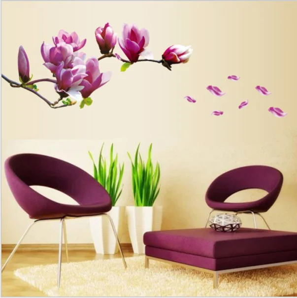 70*50 см цветок магнолии наклейка стены стикер домашний Декор Гостиная бумажная |