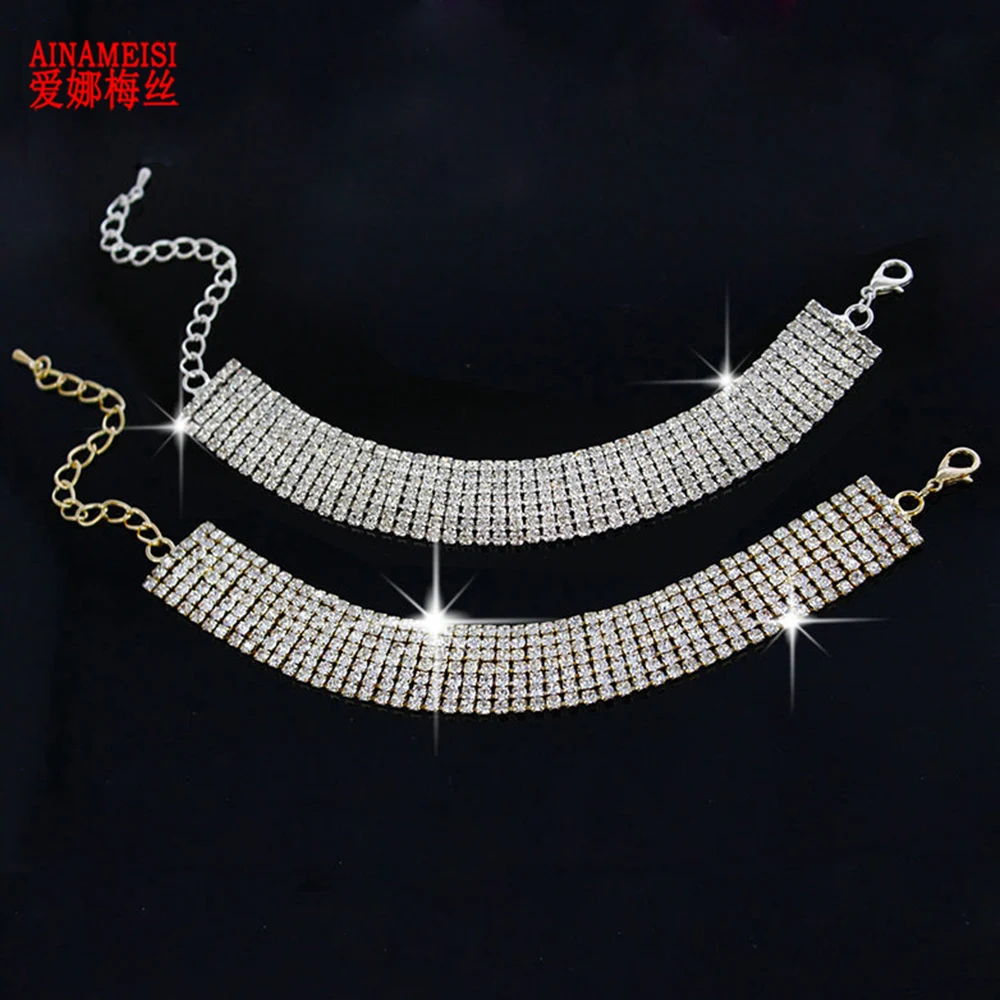 AINAMEISI модные браслеты с кристаллами покрытые серебром для женщин свадебные