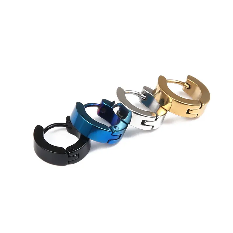 NEW Rock Style Small Hoop Earrings Silver Gold Stainless Steel Earring Unisex Metal Plating Ear Rings Clip Circle | Украшения и