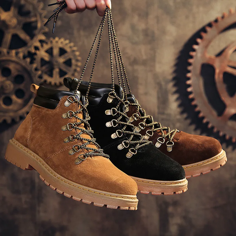 Men's retro straps Martin boots England artificial leather desert outdoor tooling men's shoes training military | Обувь