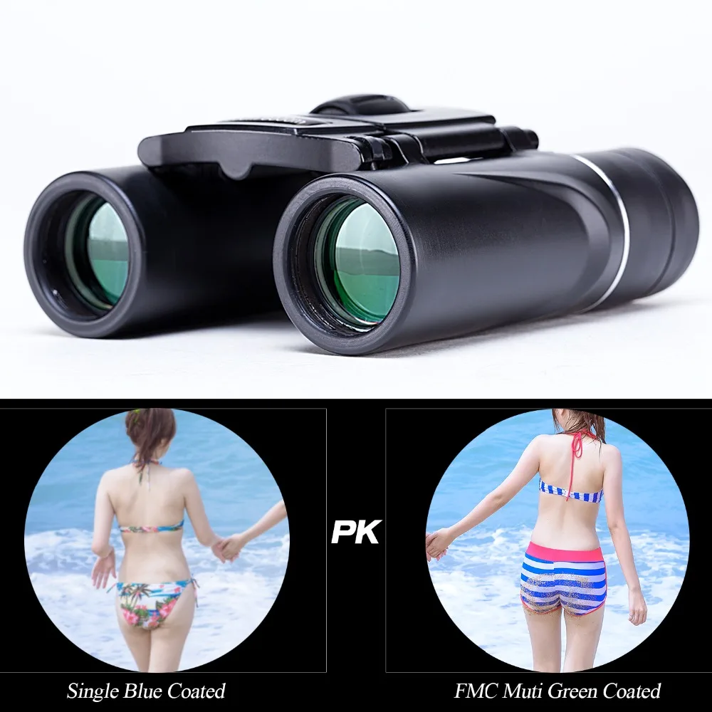 Uscamel 8 x 21 компактный зум бинокль большой дальности 3000 м складной HD мощный мини-телескоп Bak4 fmc-зеленый оптика охота спорт черный