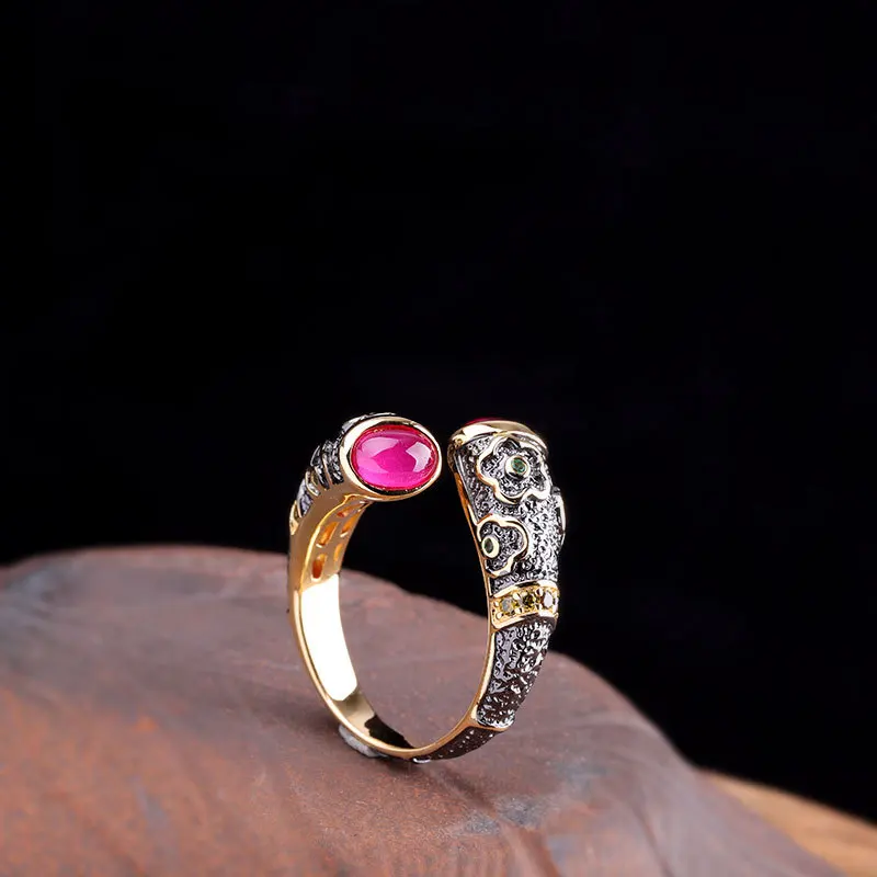 Женское кольцо из серебра 925 пробы с золотистым покрытием | Украшения и