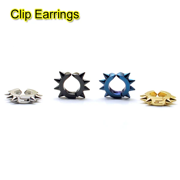 2 pieces Fashion Men Clip Earring Titanium Steel Round No Piercing Ear Cuff Wrap Black Stainless | Украшения и аксессуары