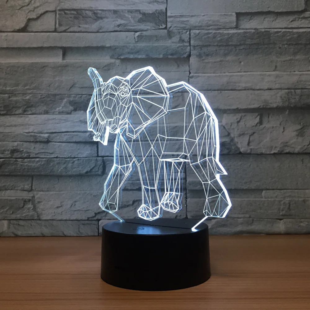 Оптовая Продажа Маленький слон 3d ночник цветной пульт дистанционного управления