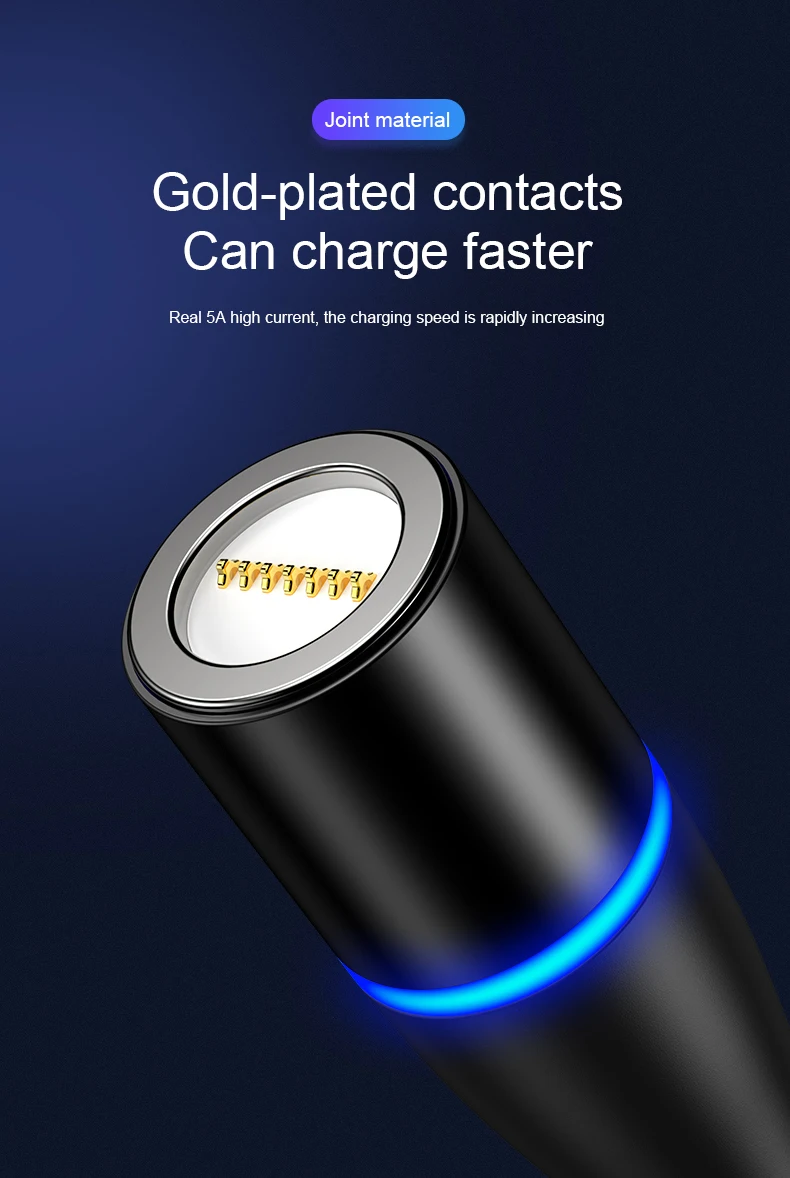 5А Магнитный светодиодный кабель usb type C супер быстрый зарядный кабель для телефона type-C Магнитный usb c зарядное устройство для huawei для Xiaomi Redmi K20 Pro
