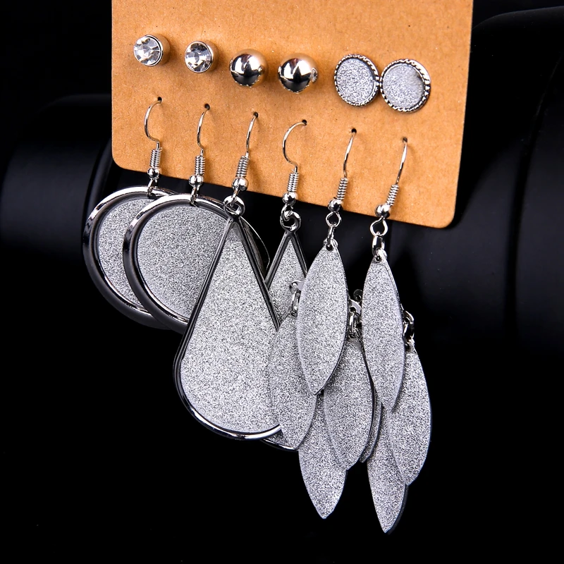 Danze 6 пар/лот золото Цвет Винтаж панк капли воды листьев матовые Кристаллические