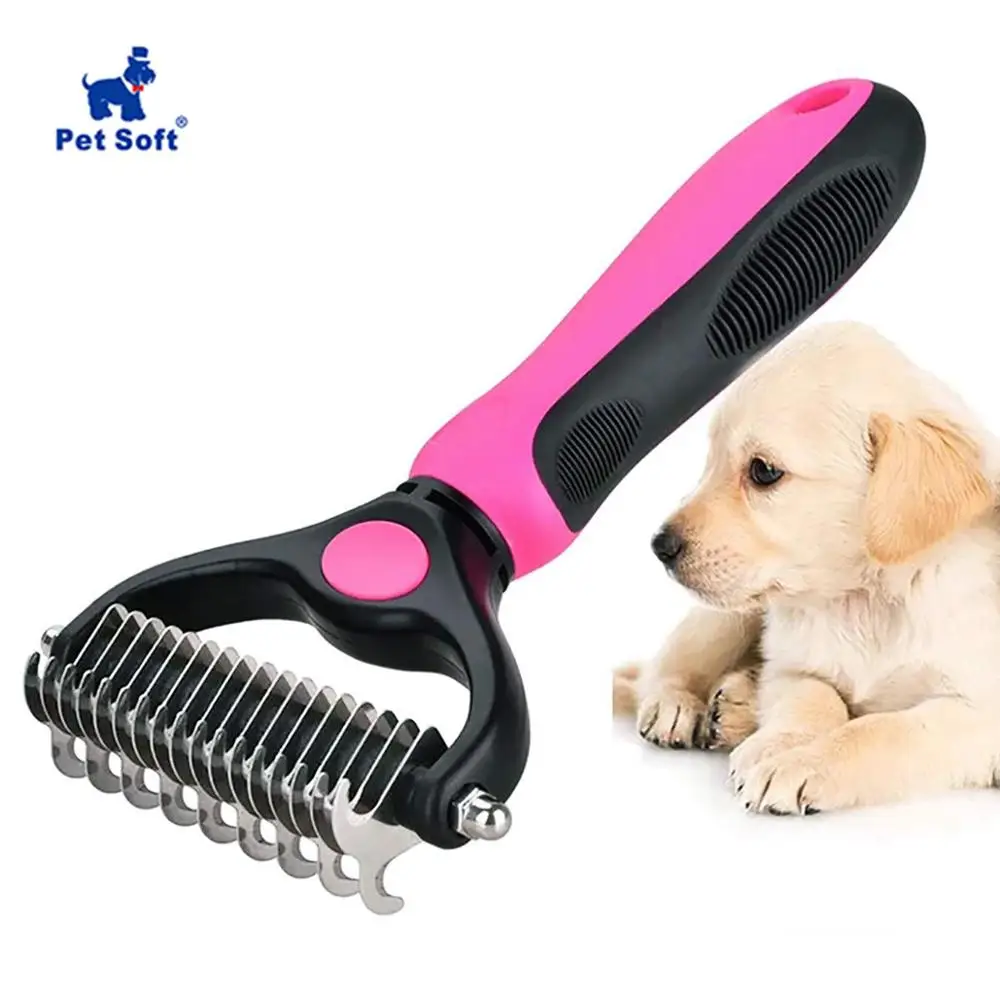 Pet мягкая нержавеющая двухсторонняя собака для домашних животных кошечка щетка