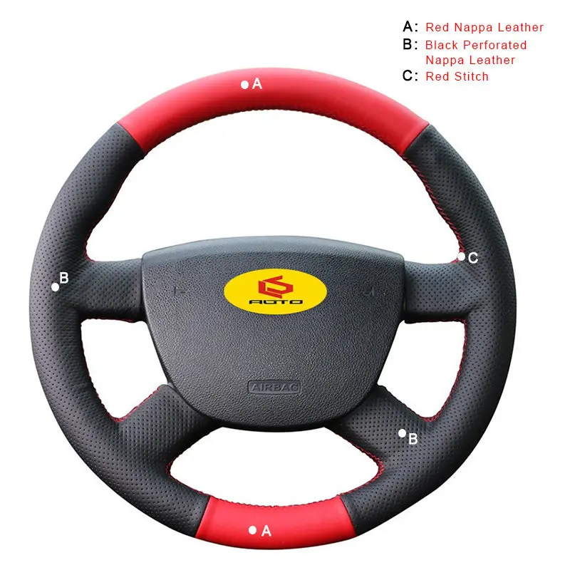 Оплетка на руль Крышка для Ford Focus 2 2011-2005 для Ford Kuga 2008-2011 C-MAX 2010-2007 автомобильные кожаные рулевые крышки - Название цвета: Nappa Leather