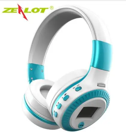 Blue ZEALOT B19 Bluetooth наушники с микрофоном стерео Бас гарнитуры для iphone мобильный компьютер беспроводные наушники с fm-радио - Цвет: Blue