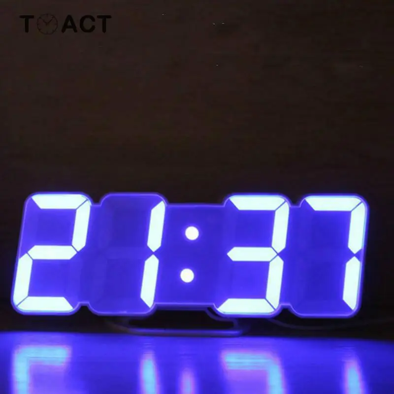 Цифровые настенные часы 3D настольные светодиодные будильники беспроводной