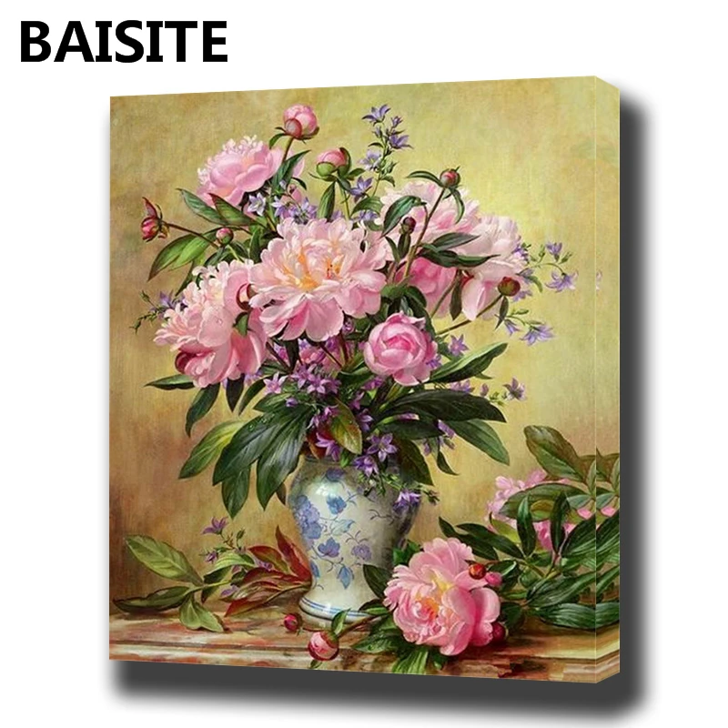 BAISITE DIY картина маслом в рамке по номерам цветы картины холст живопись для гостиной стены Искусство домашний декор E939