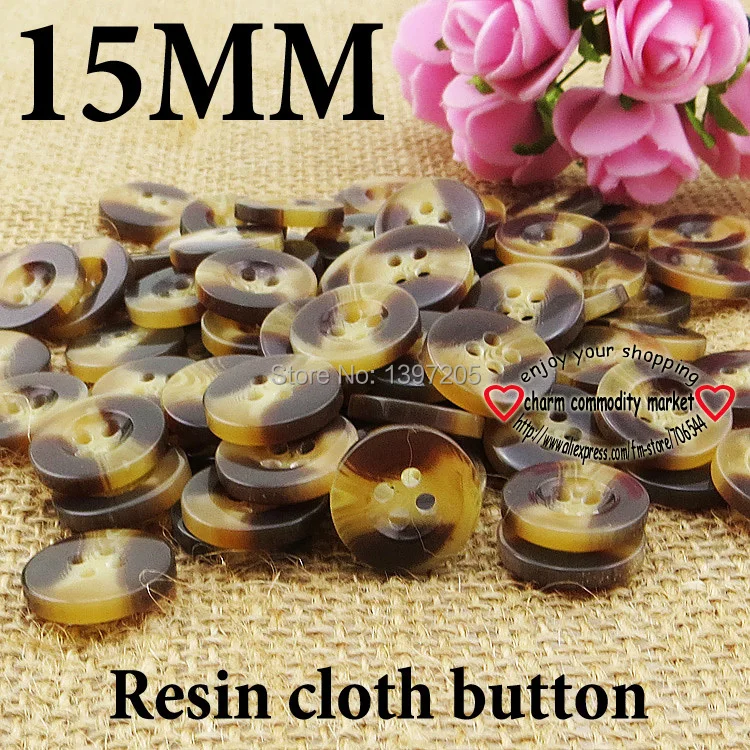

100PCS 15MM Brown Dyed RESIN buttons coat boots sewing clothes accessories R-036