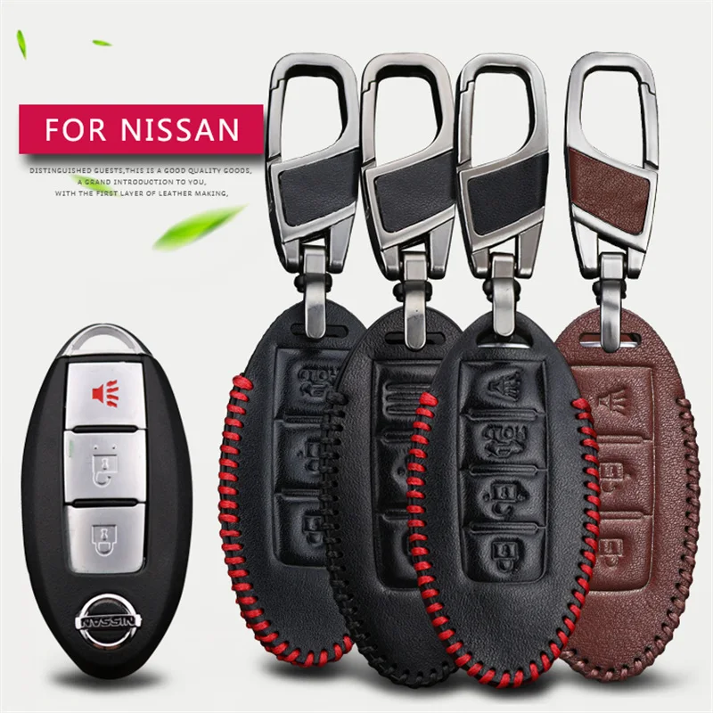 Натуральная кожа чехол для автомобильных ключей Nissan Note TIIDA Qashqai J10 J11 Juke X trail T31 T32